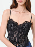 Top bustier nero in pizzo floreale
