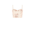 Top bustier in denim stampa floreale