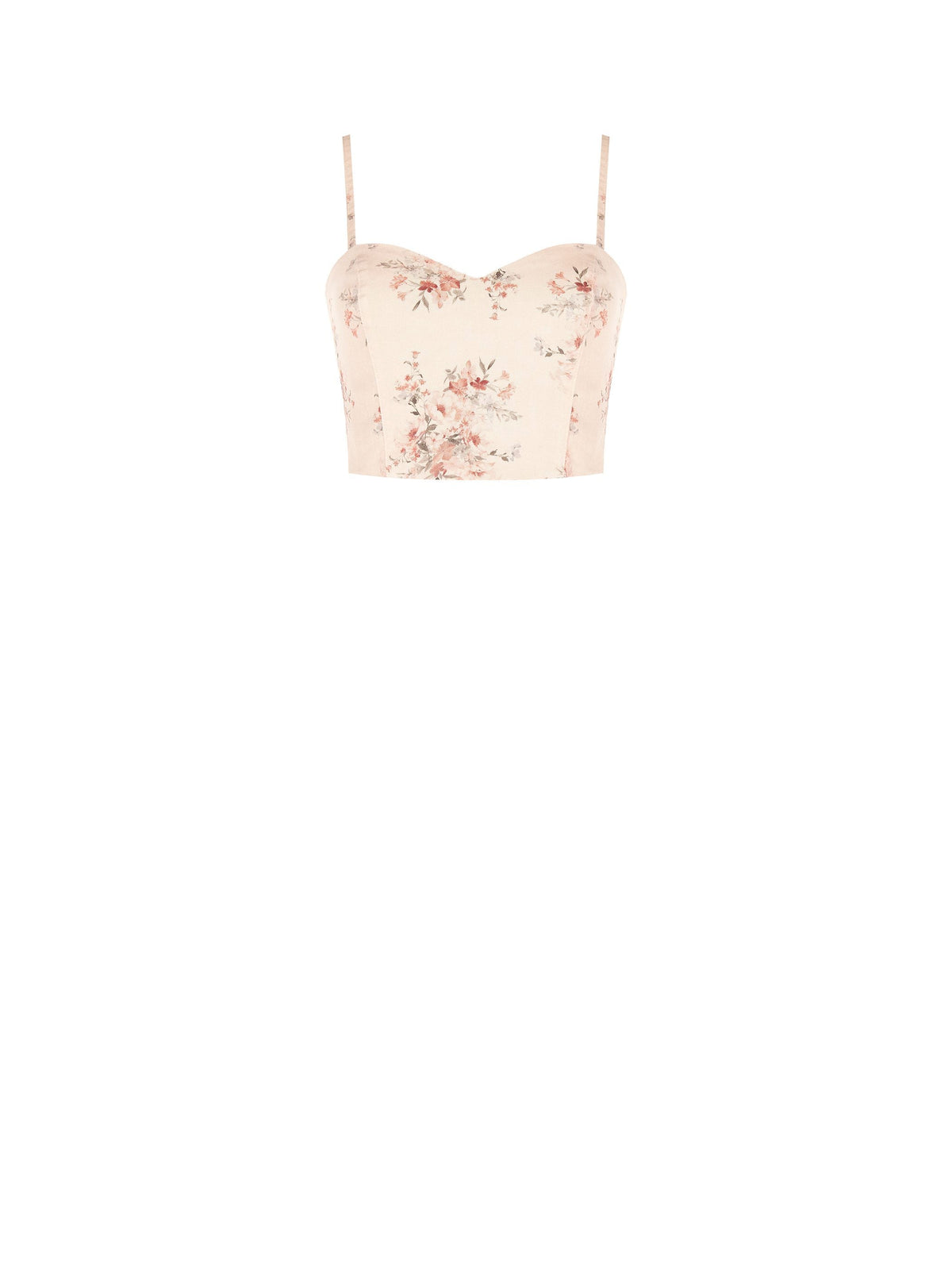 Top bustier in denim stampa floreale