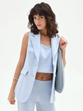 Gilet monopetto cielo azzurro con revers a lancia