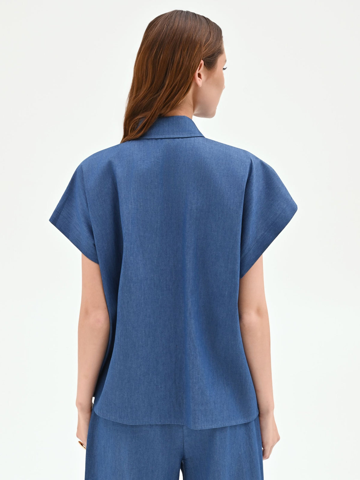 Camicia blu indaco in chambray