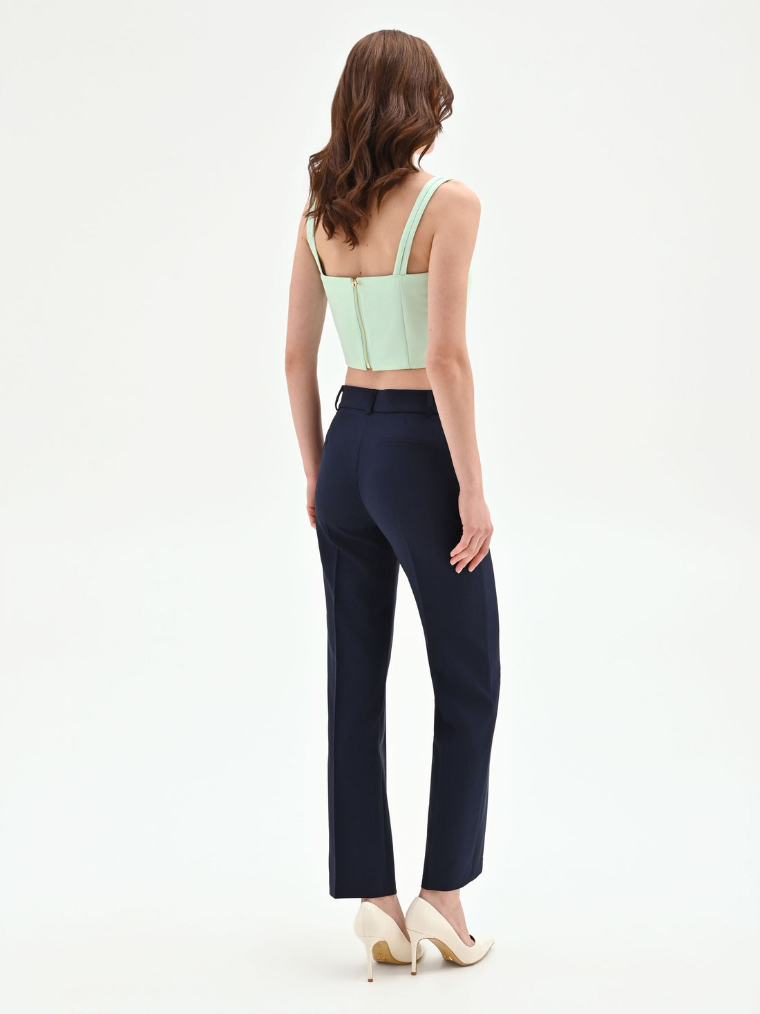 Pantalone blu dritto in tessuto tecnico