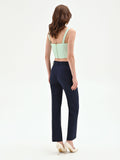 Pantalone blu dritto in tessuto tecnico