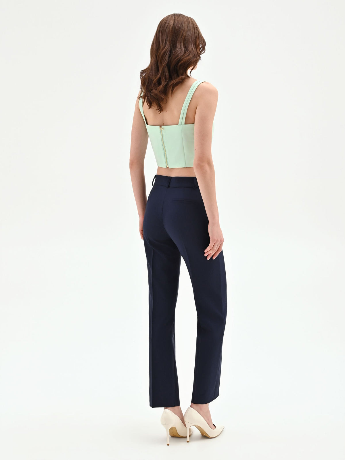 Pantalone blu dritto in tessuto tecnico
