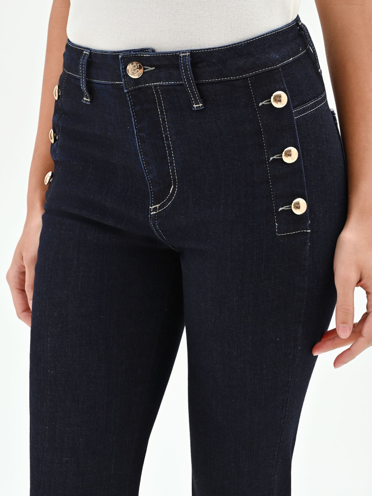 Jeans skinny blu stile marinniére