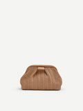 Pochette marrone cuoio con chiusura a fiocco
