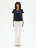 Blusa in raso blu