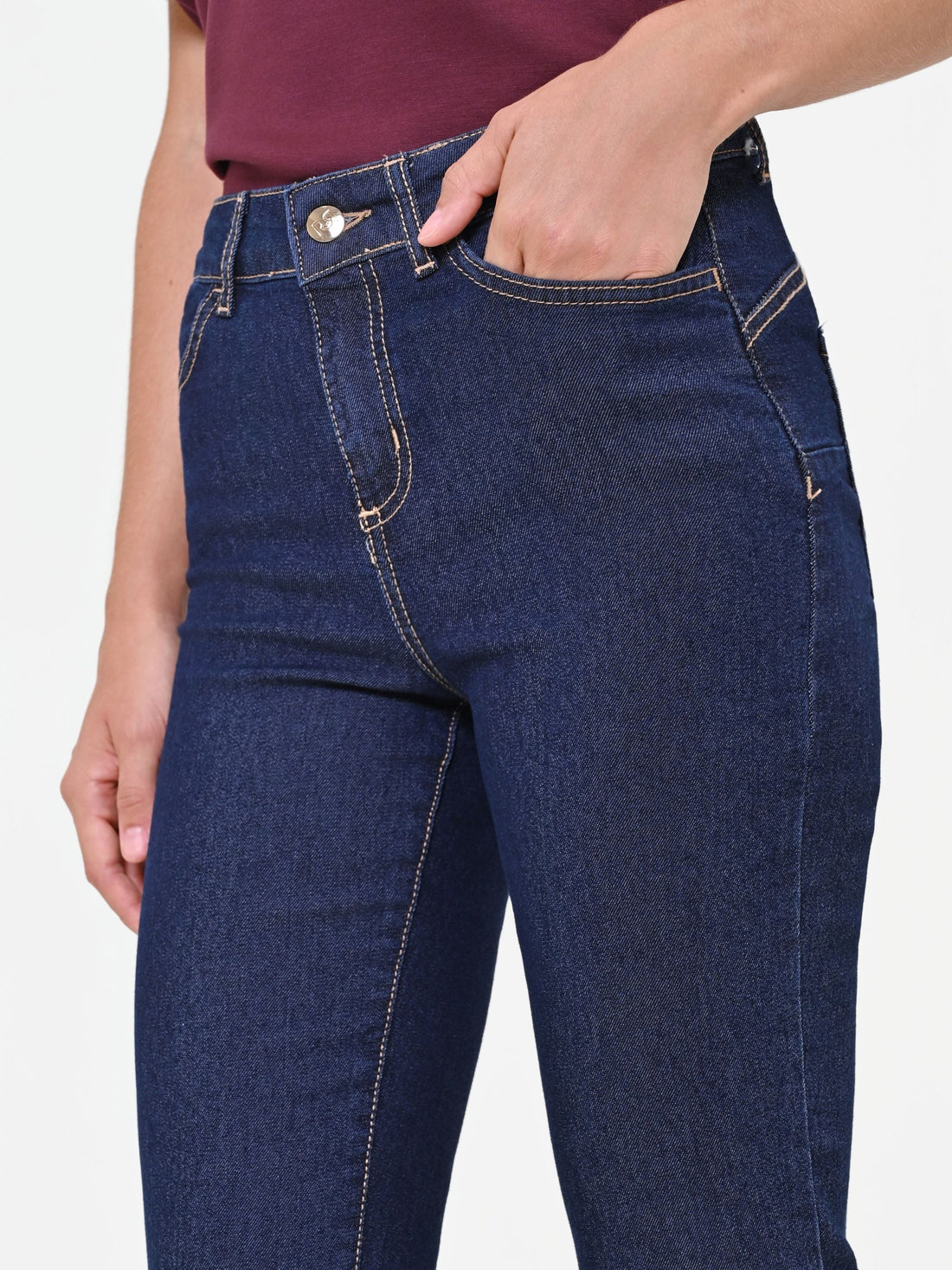 Pantaloni jeans a zampa blu high waist
