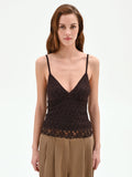 Top in pizzo stretch cioccolato