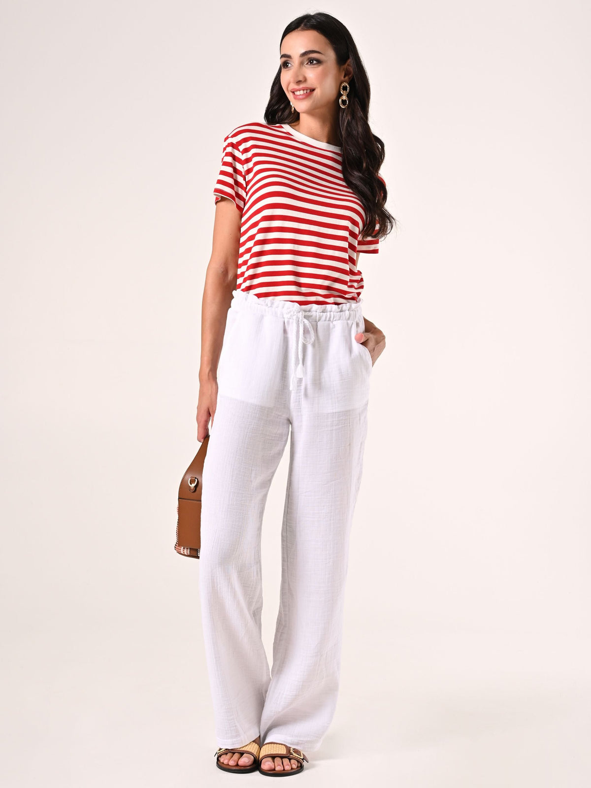 Pantaloni Ampi in Cotone Bianco