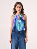 Top con Scollo all'Americana Stampa Astratta