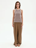 Top in maglia a righe color cioccolato