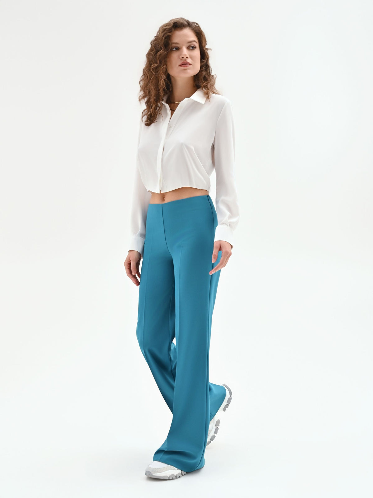Pantalone palazzo  blu ottanio