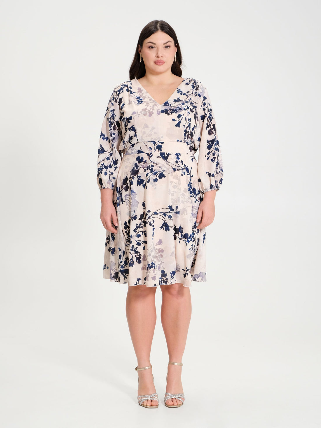 Abito a Ruota Curvy con Stampa Floreale