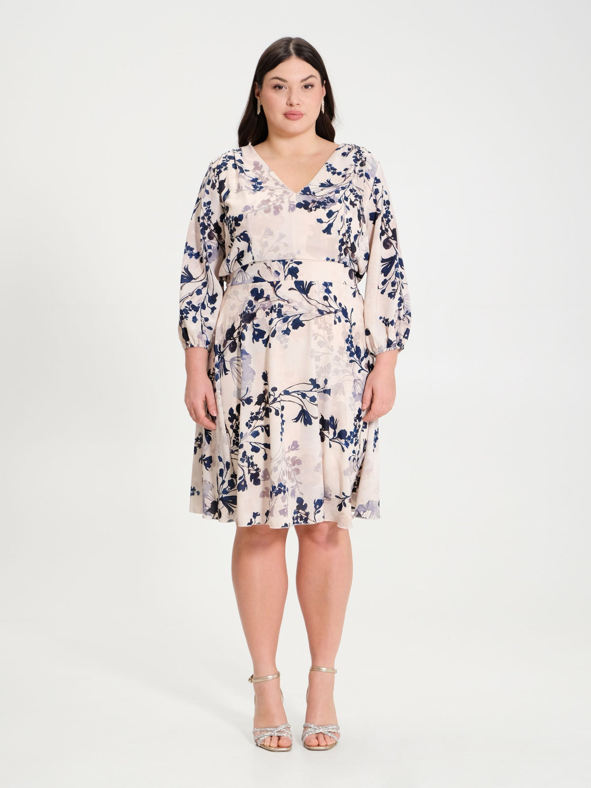 Abito a Ruota Curvy con Stampa Floreale