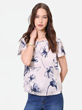 Blusa con stampa floreale blu navy