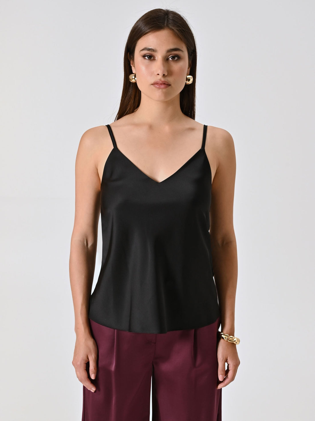 Top Nero Spalline Sottili