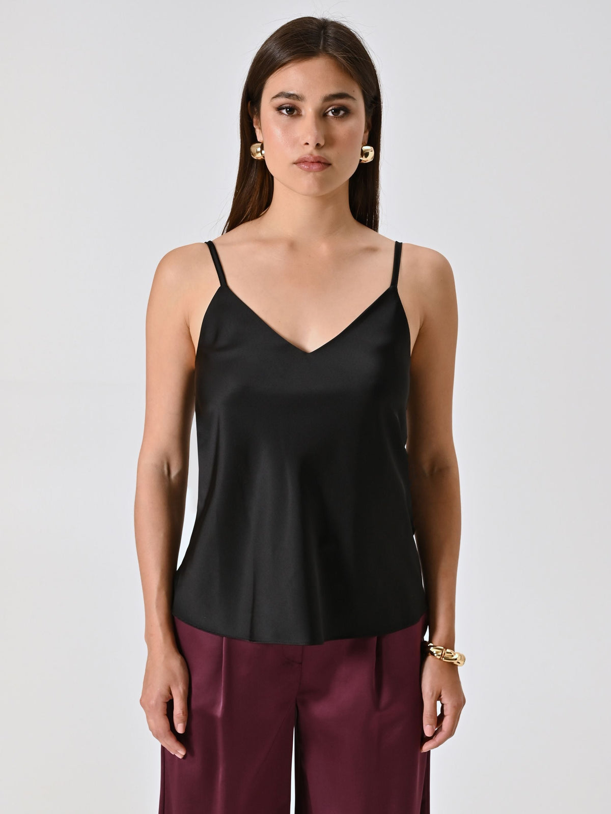 Top Nero Spalline Sottili