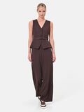Tuta marrone in cadi effetto gilet con cintura