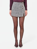 Gonna pantalone grigio con fantasia check