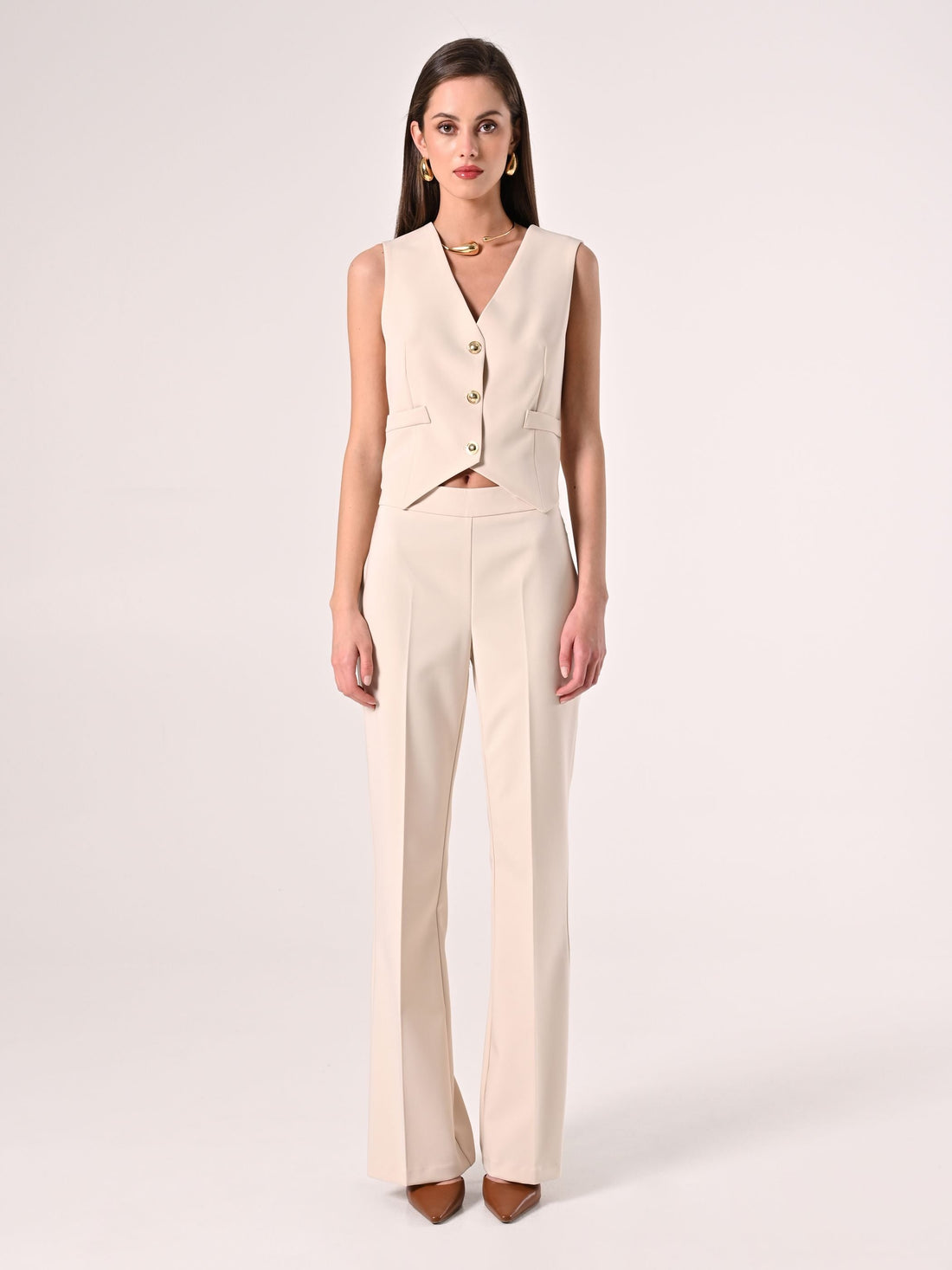 Gilet in Tessuto Tecnico Beige Chiaro