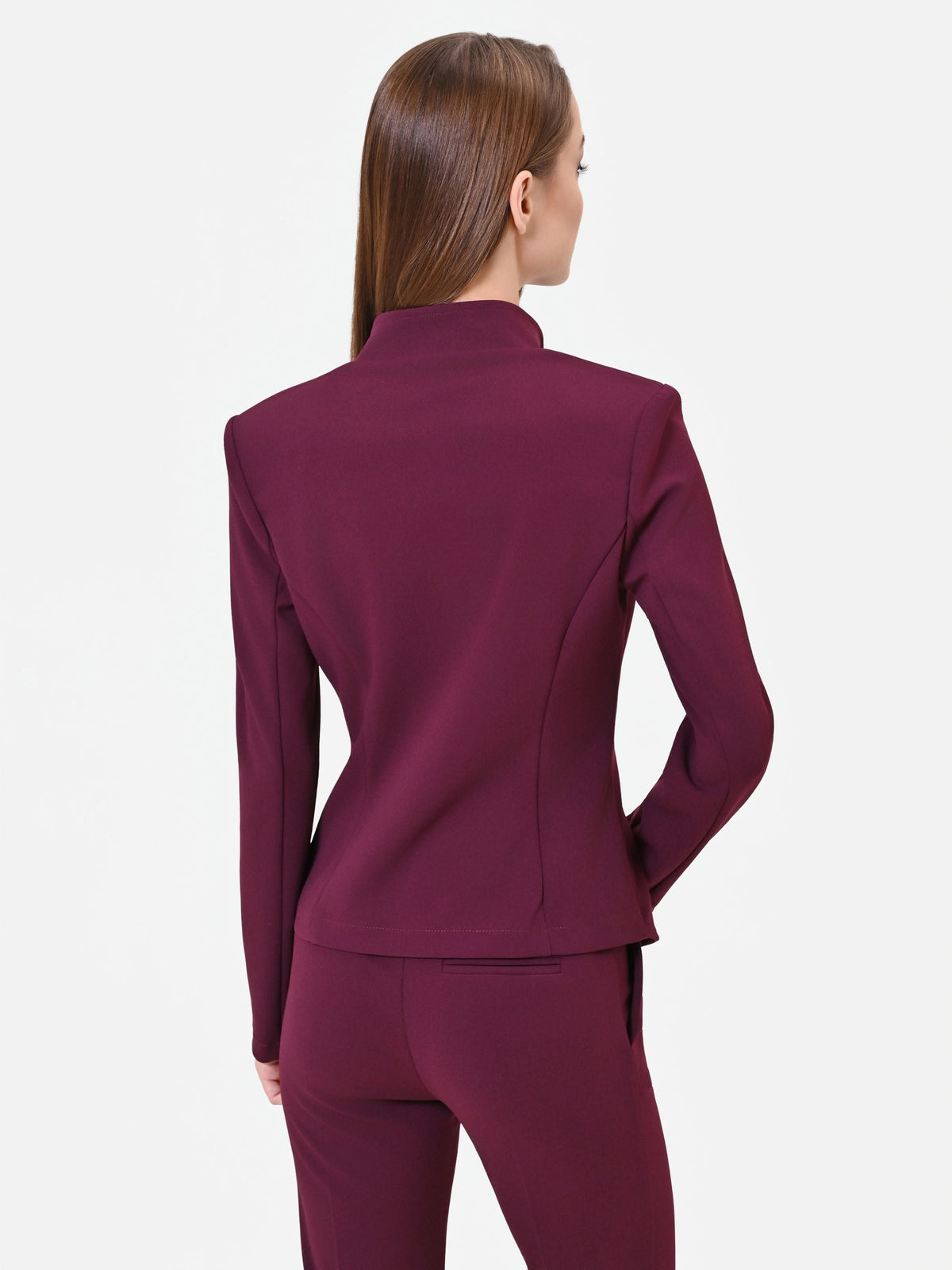 Giacca bordeaux rosso con zip asimmetrica