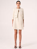 Giacca Beige Chiaro in Tweed con Micro Paillettes