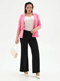 Pantalone Curvy nero a palazzo in scuba crèpe