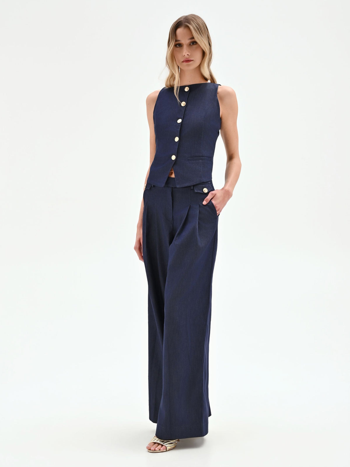 Pantaloni jeans palazzo blu