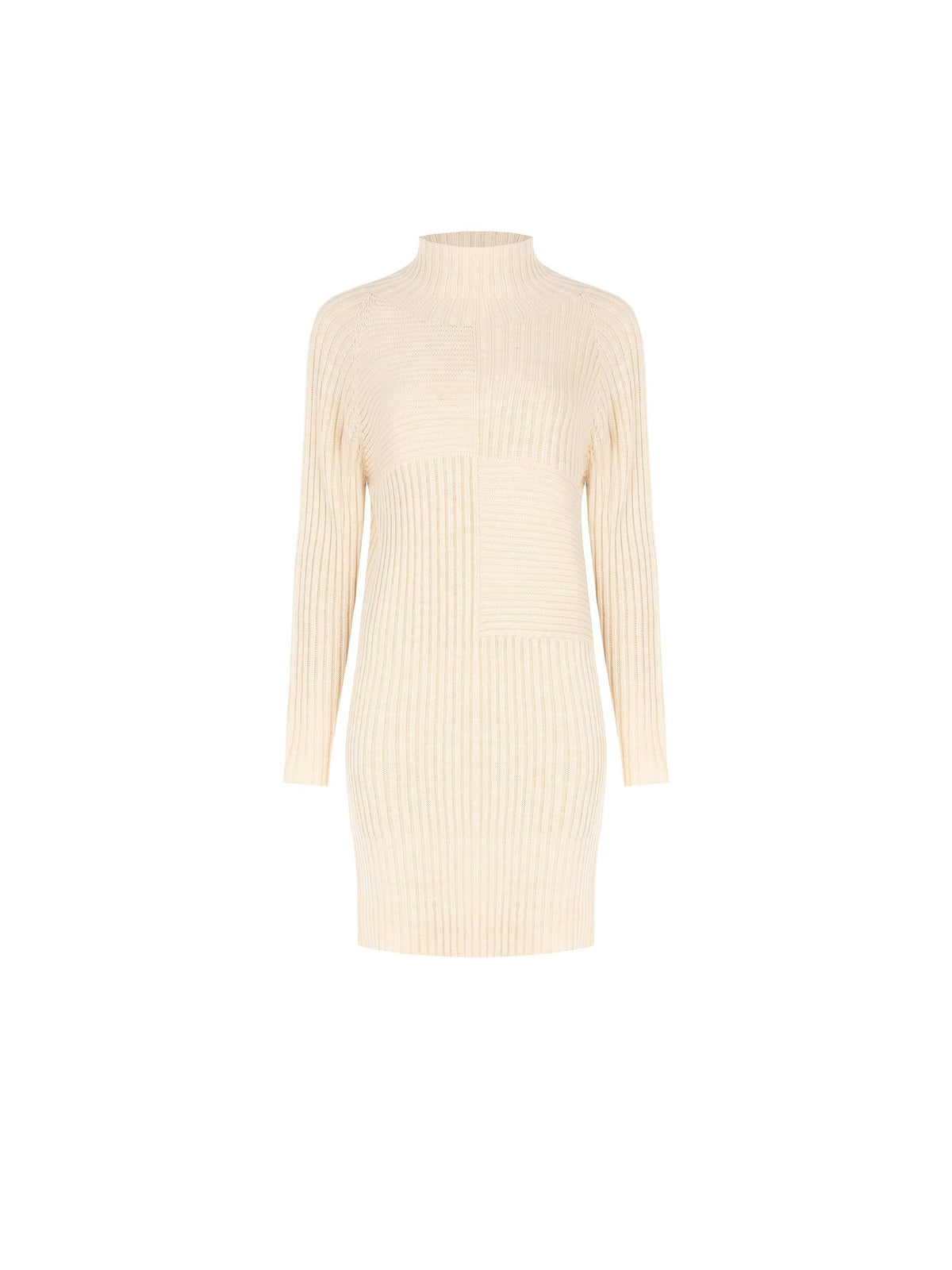 Abito in maglia panna con texture a costine