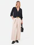Pantalone palazzo tortora beige con pinces frontali