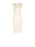 Tubino beige chiaro con corpino ricamato