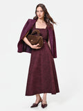 Gonna midi bordeaux intessuto jacquard lamé