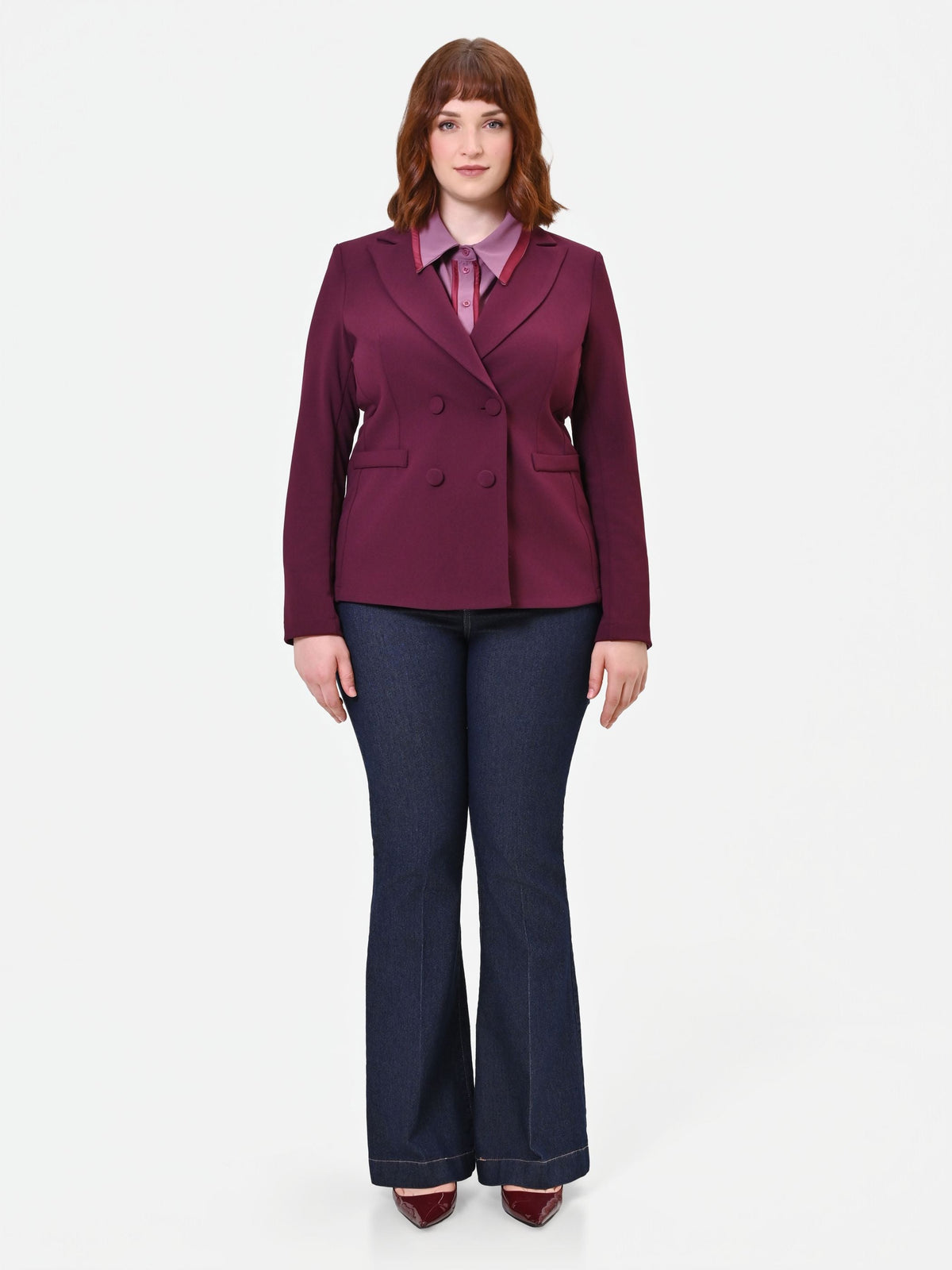 Giacca Curvy doppiopetto bordeaux rosso