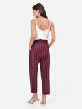 Pantalone cropped gessato rosso bordeaux
