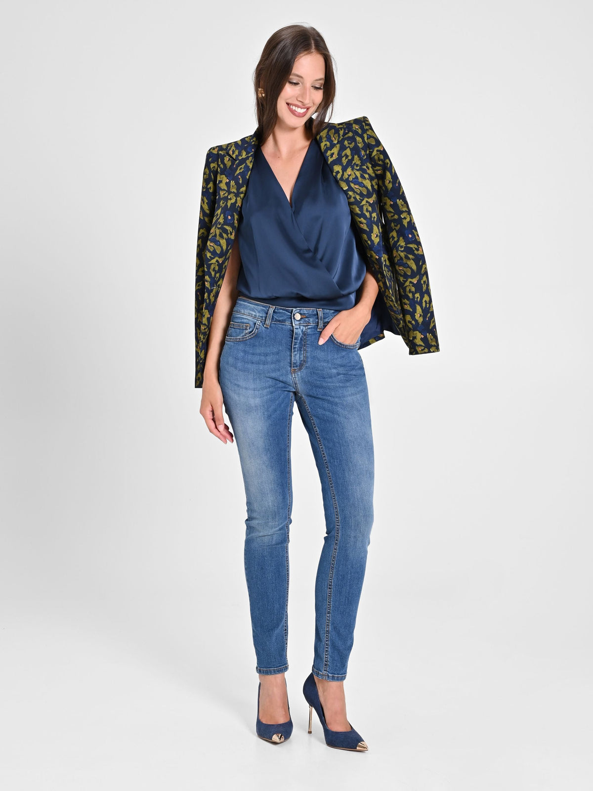 Top Incrocio in Raso Blu
