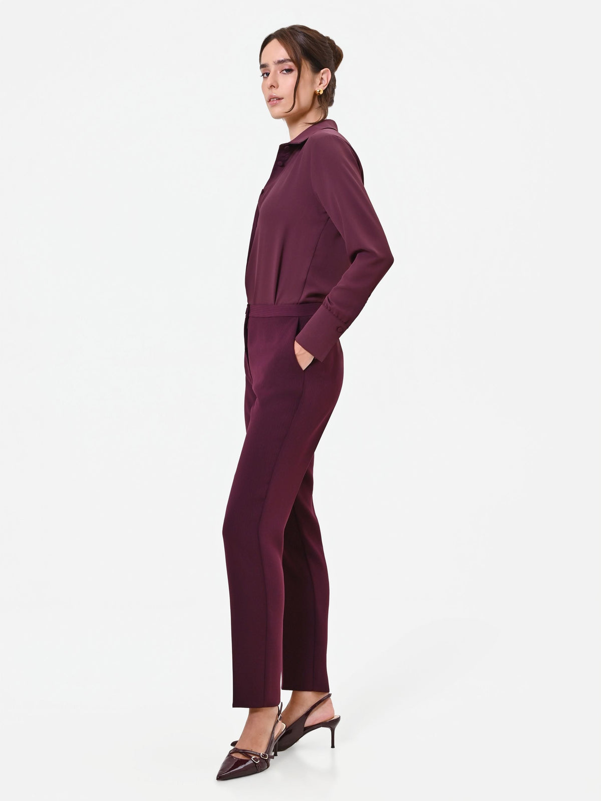 Pantalone Studio bordeaux gessato