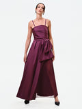 Abito lungo bordeaux con maxi fiocco