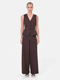 Tuta marrone in cadi effetto gilet con cintura