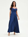 Abito Lungo Blu con spalline scese