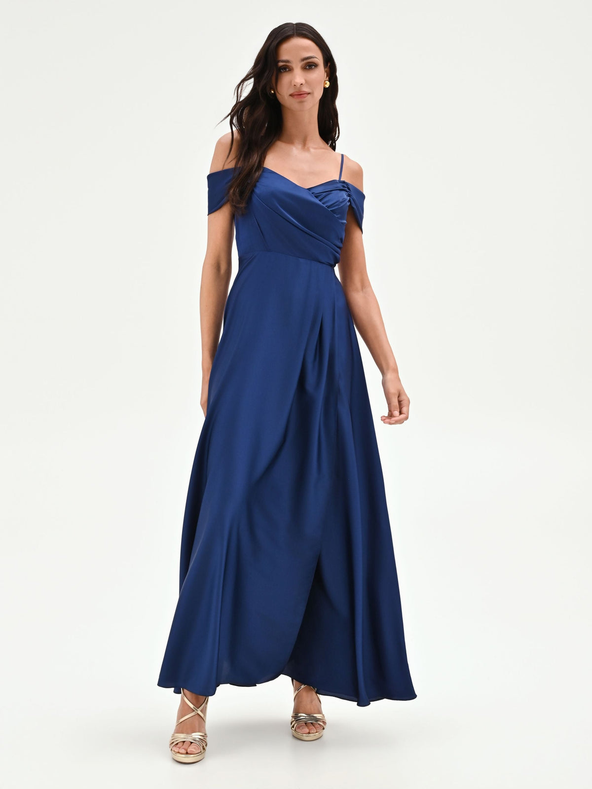 Abito Lungo Blu con spalline scese