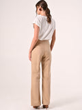 Pantaloni Beige in Cotone con Patte