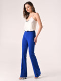 Pantaloni in Tessuto Tecnico Blu Cina con Fascione in Vita