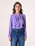 Blusa con Fiocco e Pinces Lilla