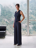 Gilet Studio gessato asimmetrico blu navy