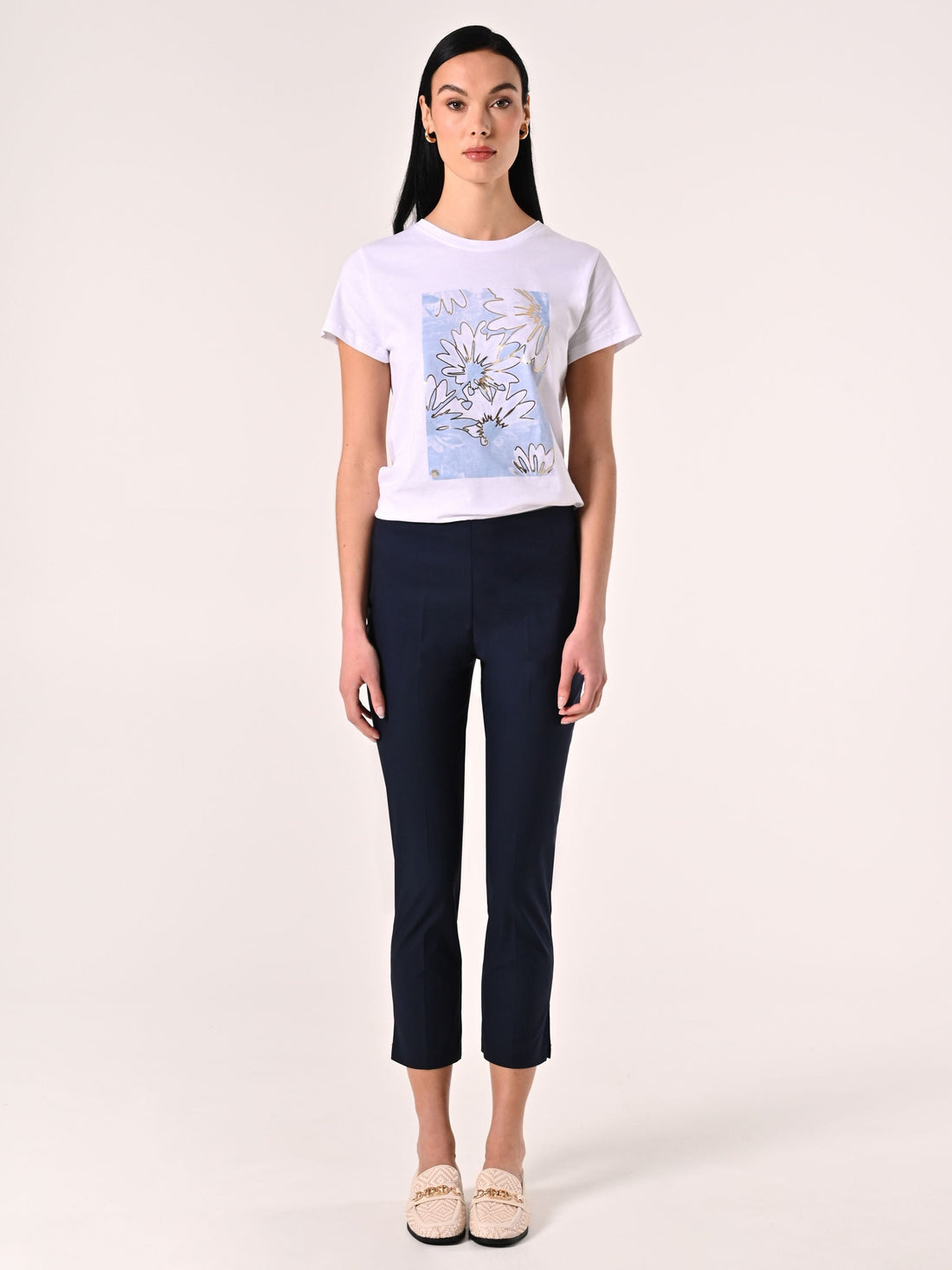 Pantaloni Skinny in Cotone Blu