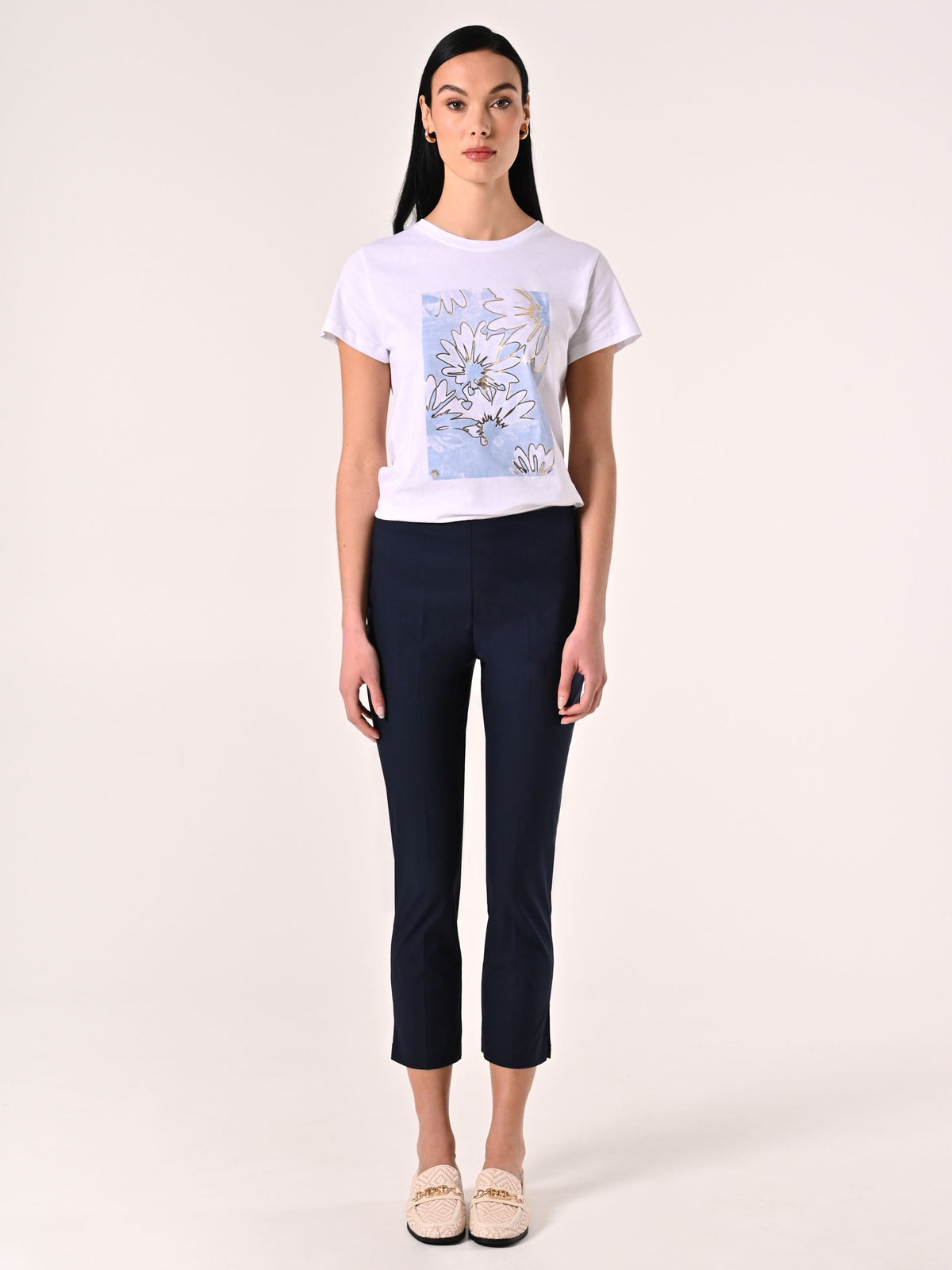 Pantaloni Skinny in Cotone Blu