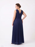Abito lungo curvy blu navy in jersey glitter