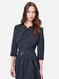 Coprispalla blu navy in tessuto jacquard