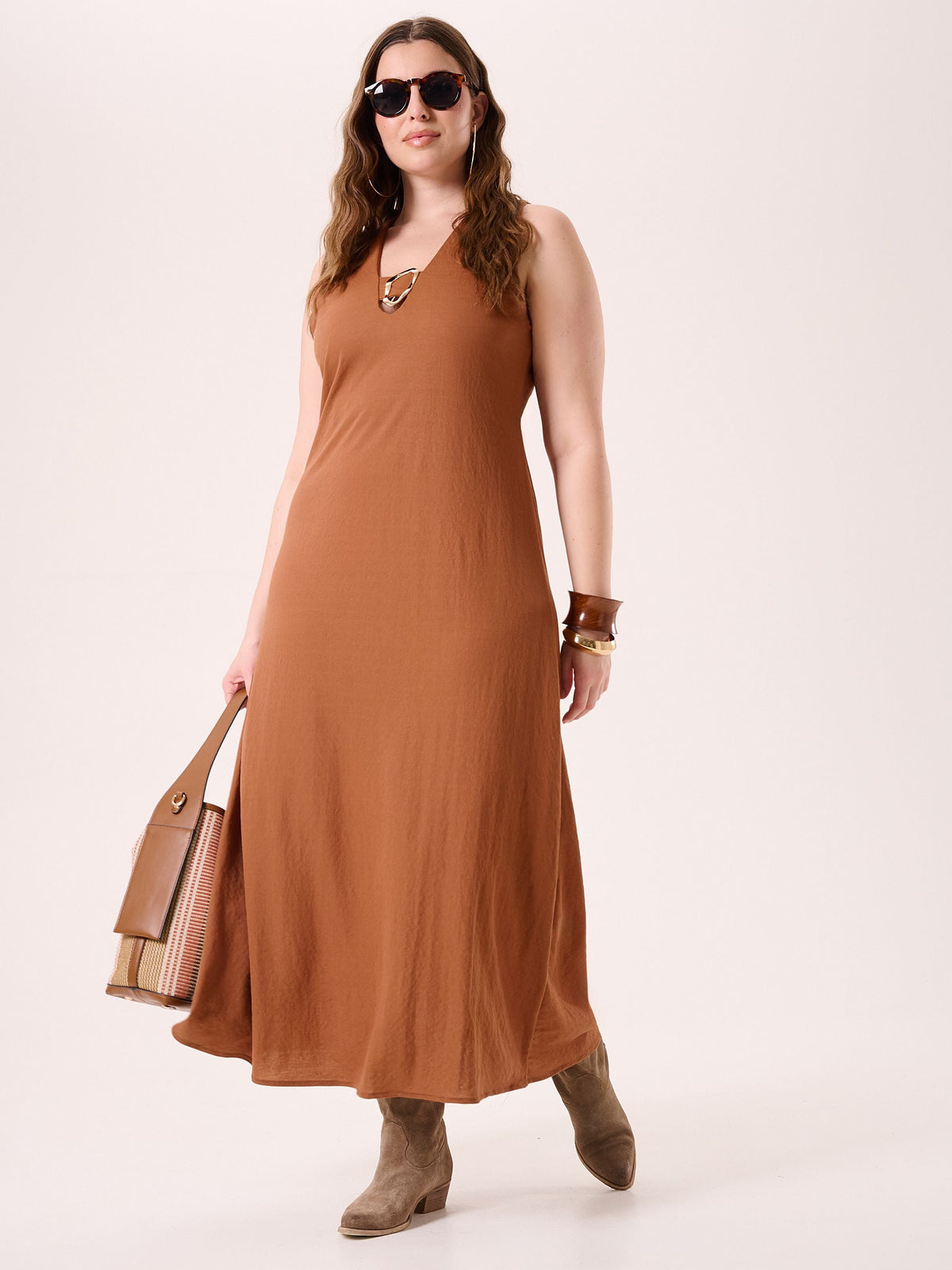 Abito Curvy Marrone in Viscosa